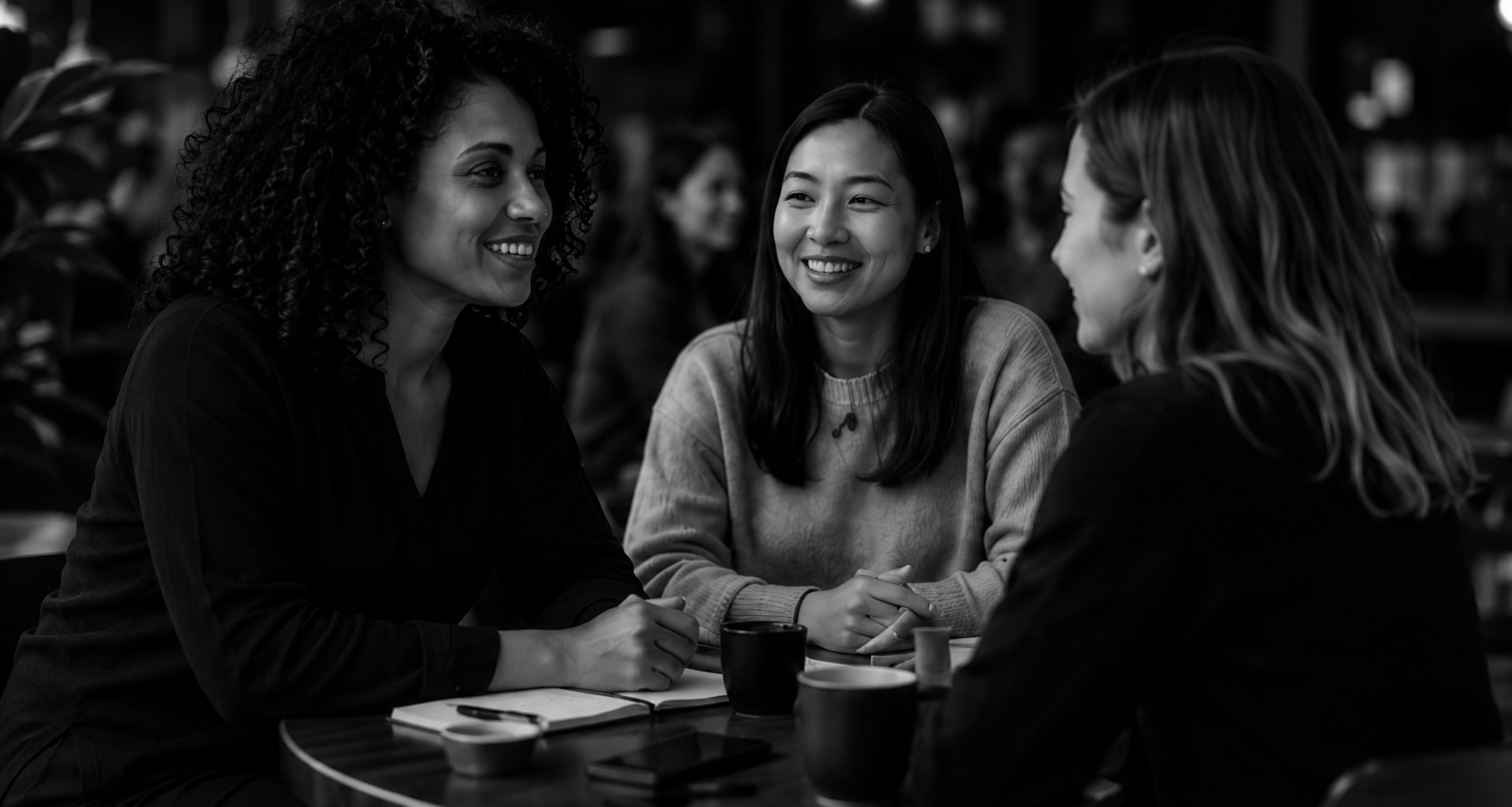 Women talking together at a community event